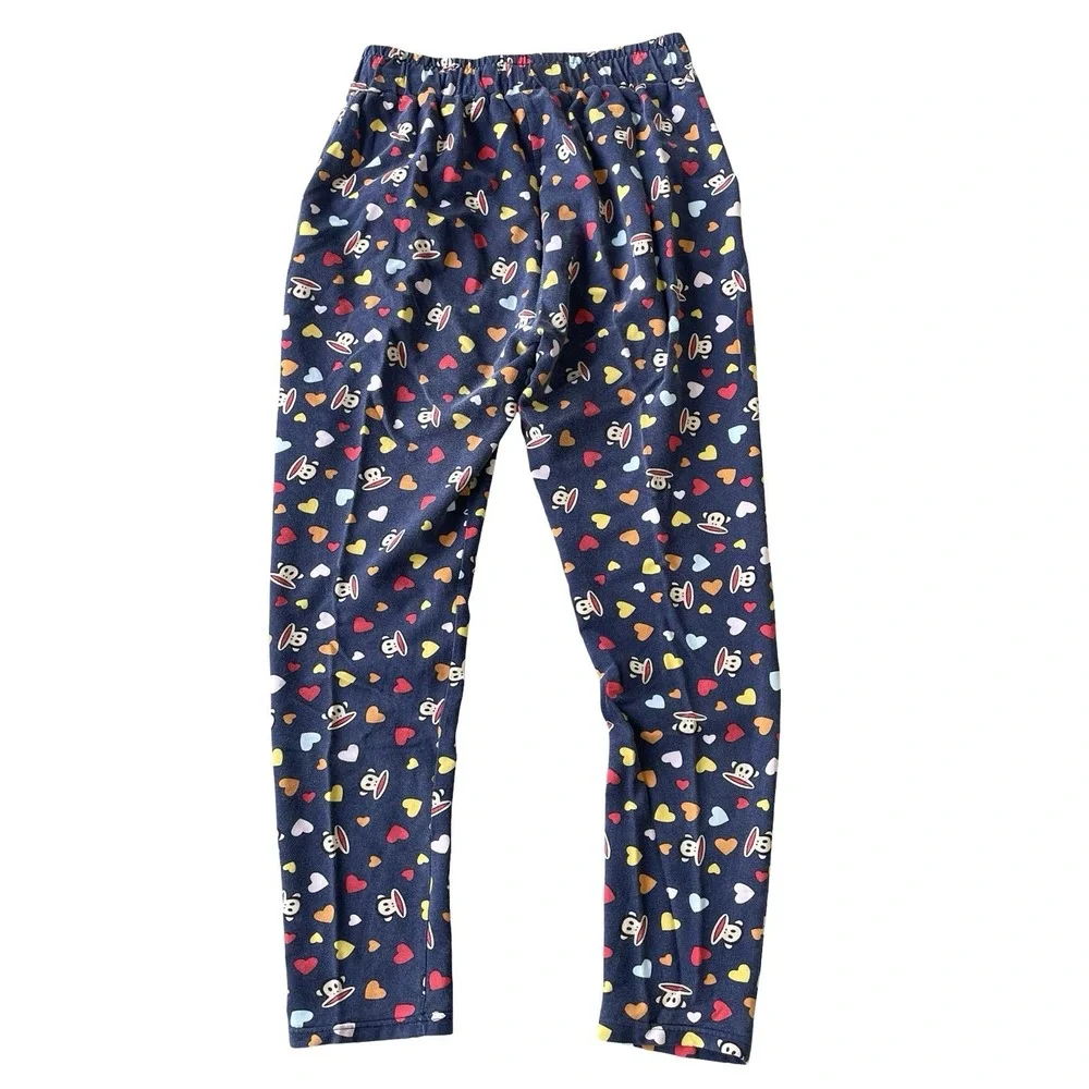 Paul Frank Pajama Pants Womens L Vtg Y2k Monkey‎ Blue AOP Hearts Lounge Pockets